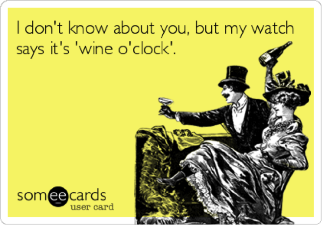 wine o'clock postcard
