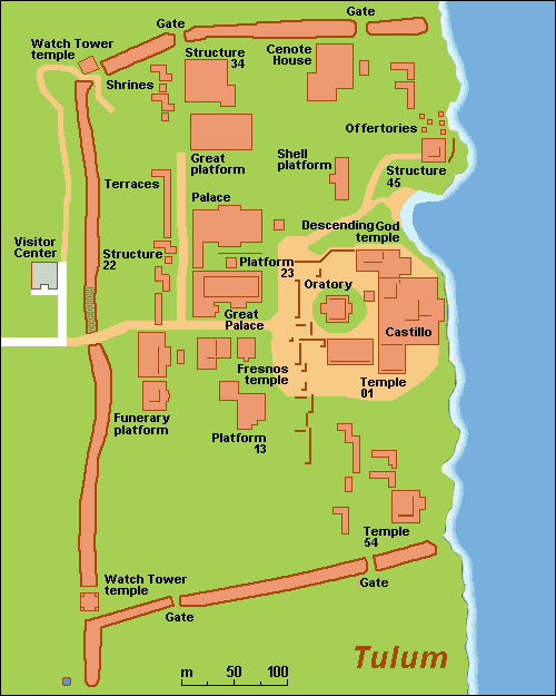 Tulum ruins map